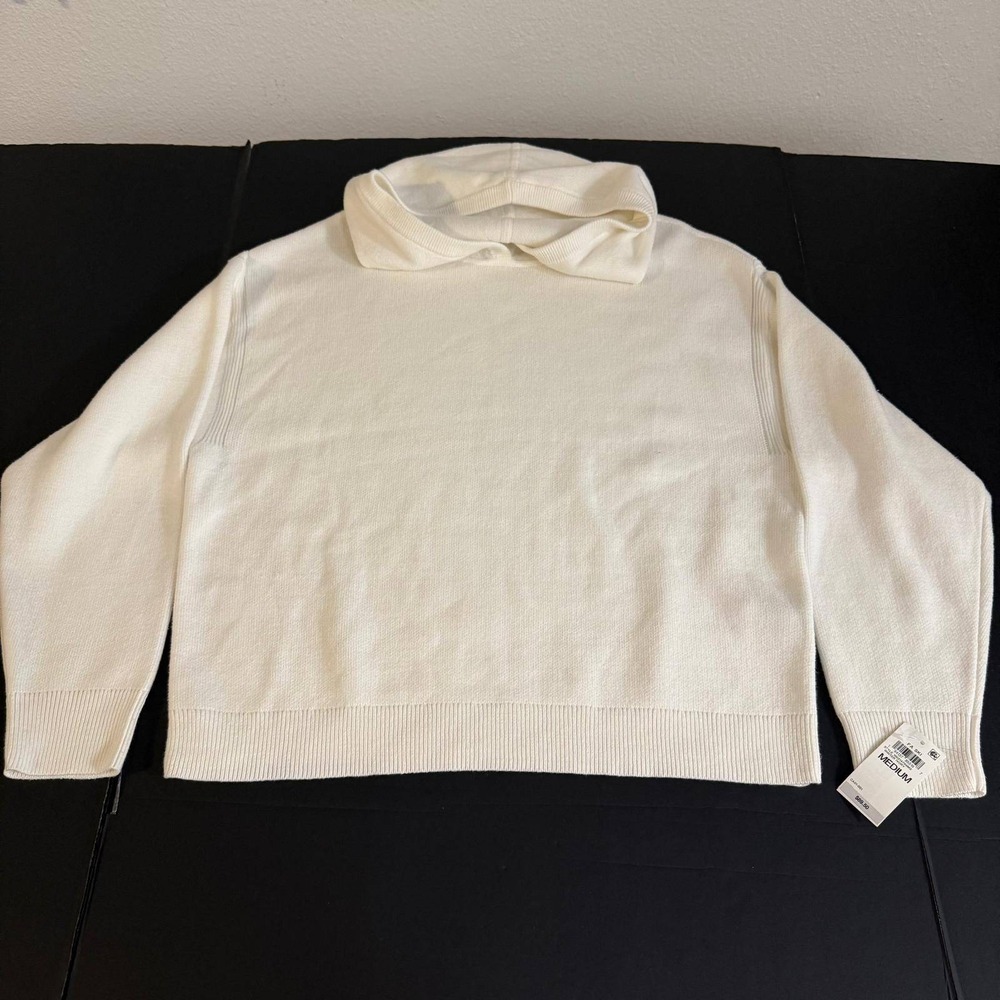 On 34th Womens Winter Ivory Cotton Blend Pullover Hoodie Sweater Medium